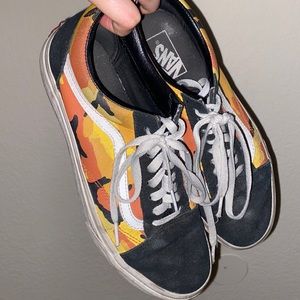 Yellow and orange camo old school Vans